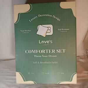 Loves Cabin Twin Comforter Set Light Blue